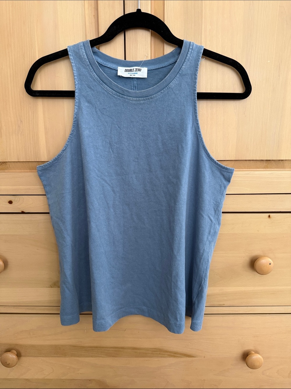 Double Zero Dusty Blue Ribbed High-Neck Tank